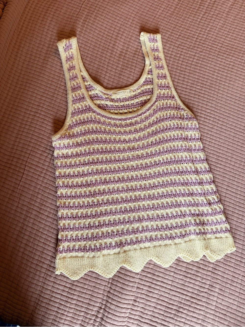 Knit purple and cream tank top